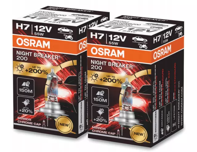 H7 OSRAM NIGHT BREAKER 200 2 Stück (2022 Edition ) bis zu 200% mehr Licht