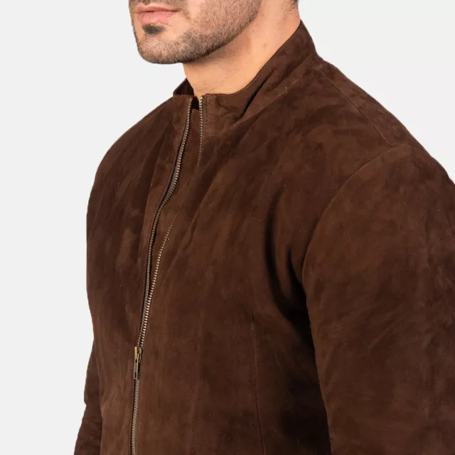 Brown Suede Leather Jacket for Men's Biker Real Lambskin Jacket  233