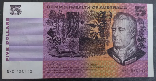 1972 Australia $5.00 Phillips Wheeler banknote Renniks Reference R204 aUNC