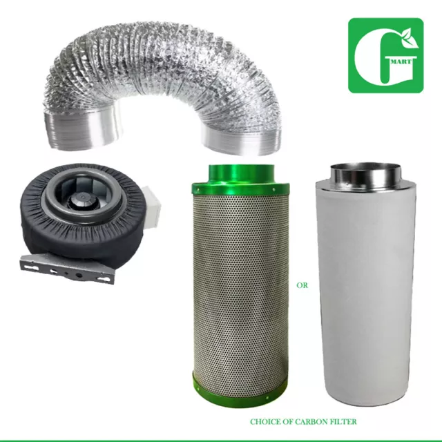 4"/5"/6"/8"/10"/12" Hydroponics Ventilation Duct Fan Carbon Filter Ducting Kit