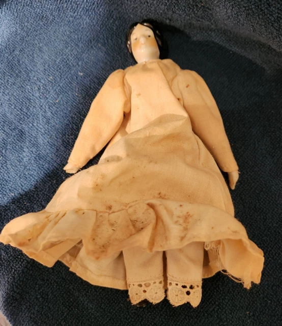 Vintage Hertwig Lowbrow China Bisque Nanking-Puppen Doll Brown Hair Eyes 1930s