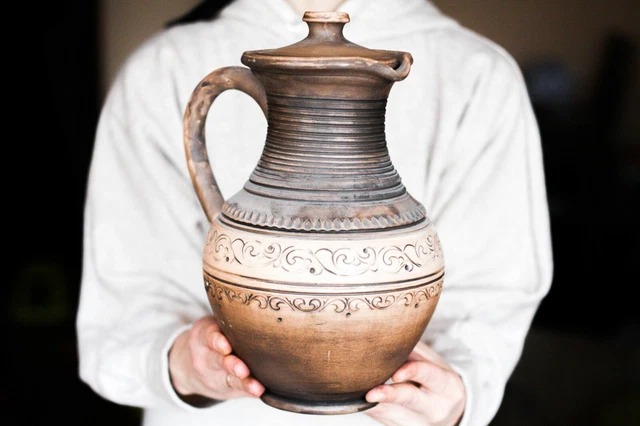 Rustic ceramic Jug Redware Pitcher Handmade Jar Unglazed pitcher Art pottery