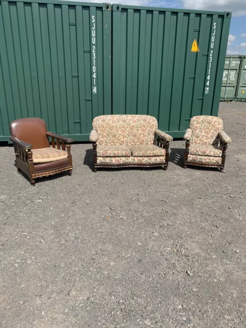 vintage Antique 1930’s Suite Sofa And 2 Chairs