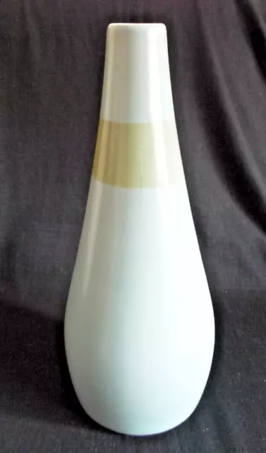 Mid Century Modern Pale Blue With A Soft Green Band 14" Pottery Vase