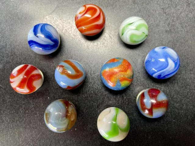 Vintage Marbles. WV Swirls. Lot Of 10. . 5/8 +-