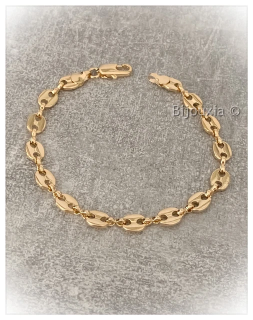 Bracelet Maille Grain De Café 19 Cm Plaqué Or 18 Carats Bijouxia - Neuf Avec étiquettes