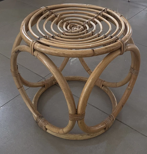 Bar et ses 2 tabourets en rotin, 1950