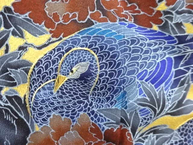 6792474: Japanese Kimono / Antique Tomesode / Embroidery / Peony & Pheasant