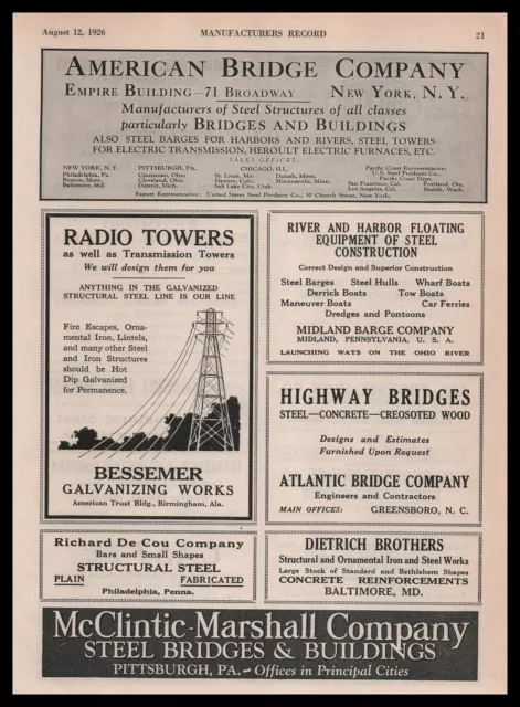 1926 Midland Barge Co. Pennsylvania River & Harbor Floating Equipment Print Ad