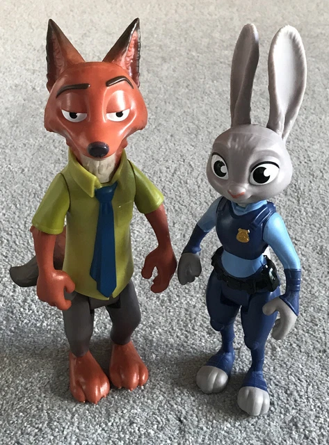 DISNEY ZOOTROPOLIS ZOOTOPIA Nick Wilde Fox Officer Judy Hoops 9” Action ...