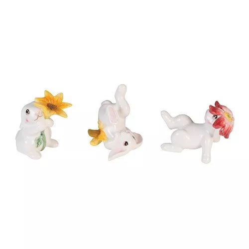 NEW! Set of 3 Fitz & Floyd Bunny Blooms Tumblers Set Easter Figurine - #21-091