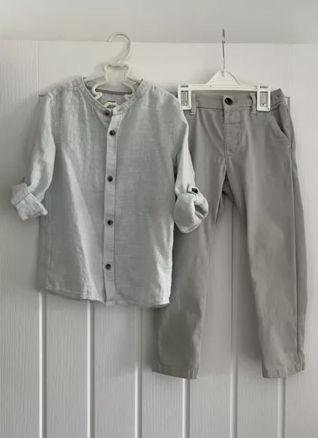 Boys River Island Shirt & Next light grey chinos wedding summer 2-3yrs 3-4yrs