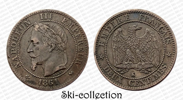 2 Centimes 1861 K (Bordeaux). Napoléon III°. France. Bronze. Qualité +patine