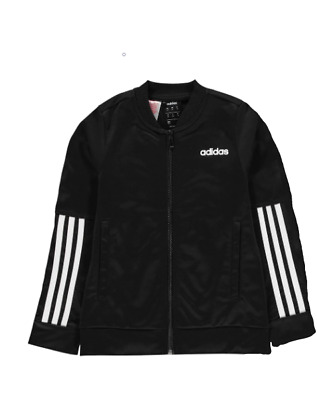 Adidas Back 2 Basics Tracksuit Jacket FZ Girls Black White 3S Size 13 Yr *REF101