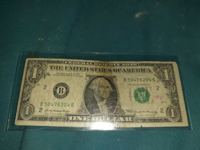 1969 $1 DOLLAR BILL ERROR MISCUT misaligned error note # b58476204b bank B in NY