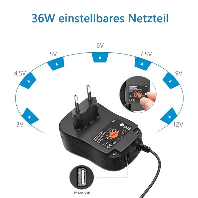 Testa DC alimentatore commutazione adattatore 3 - 12 V 30 W AC a DC alimentazione