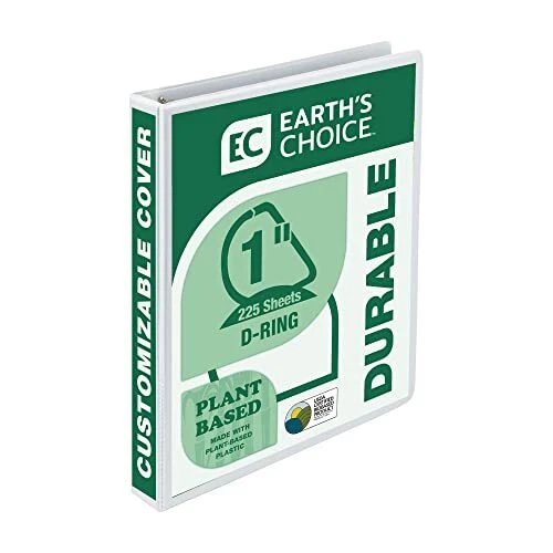 Samsill Earth's Choice, 1-Inch Durable D-Ring View Binder, Up to 25% Plant-Ba...