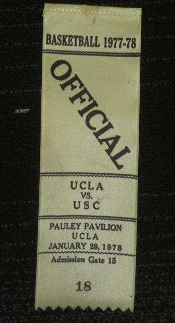 ☆1978 UCLA Bruins vs USC Trojans BASKETBALL Sideline Pass Ticket Pauley Pavilion