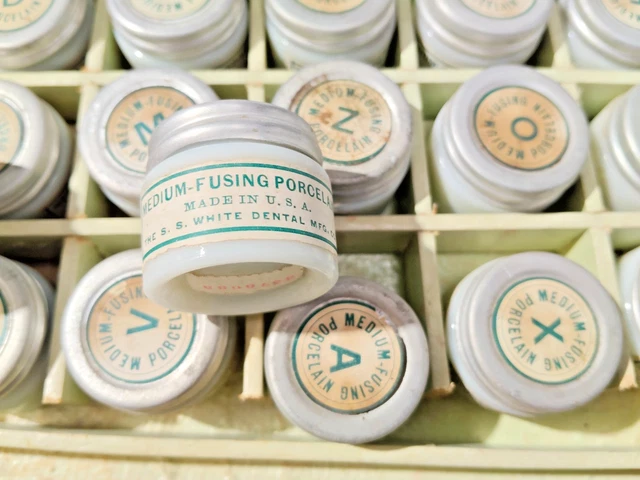 VINTAGE DENTIST SURGICAL Medical Milk Glass Jar Collection x25 w labels ...