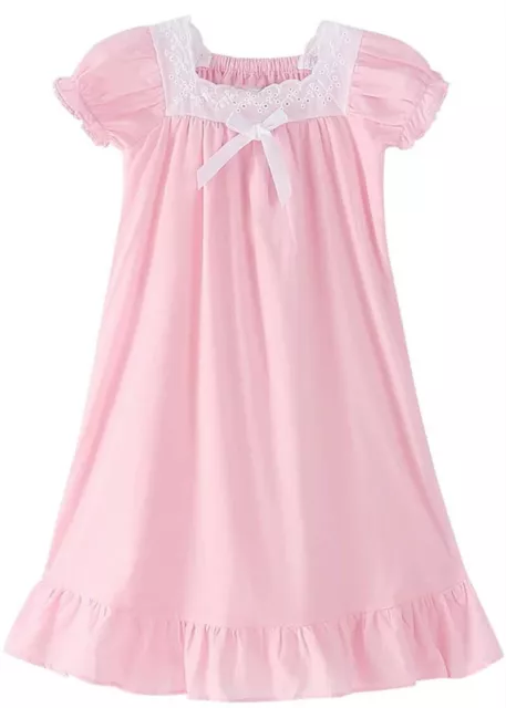 Girl Baby Fairy Cotton Vintage Nightie Nightdress Princess Pajamas Sleepwear 2