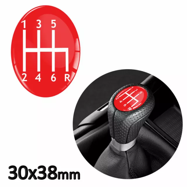 1 x AUTOCOLLANT LEVIER DE 6-VITESSE POMMEAU BOUTON VOITURE STICKER 30x38mm S 5