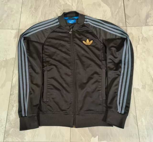 Adidas Mens Firebird Bomber Track Top Jacket / Size Small / Blue Gold