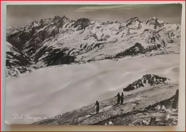 Cartolina d'epoca Valle di Zermatt e Gruppo del Michabel Dal Furggen animata