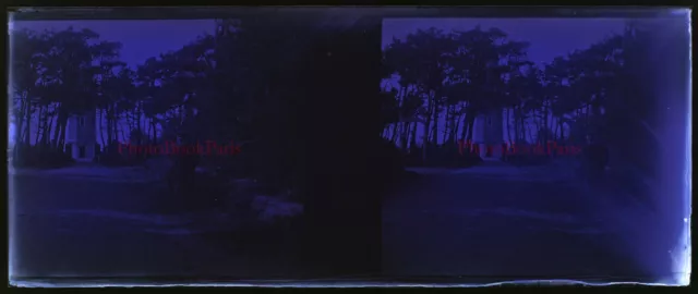 Phare Effet coloré Dieppe c1930 Photo NEGATIVE Plaque de verre Stereo Vintage