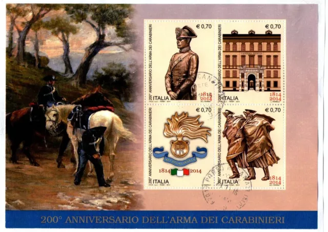 2014 Repubblica Italiana 2° Cent. Ann. Arma Dei Carabinieri Foglietto Usato