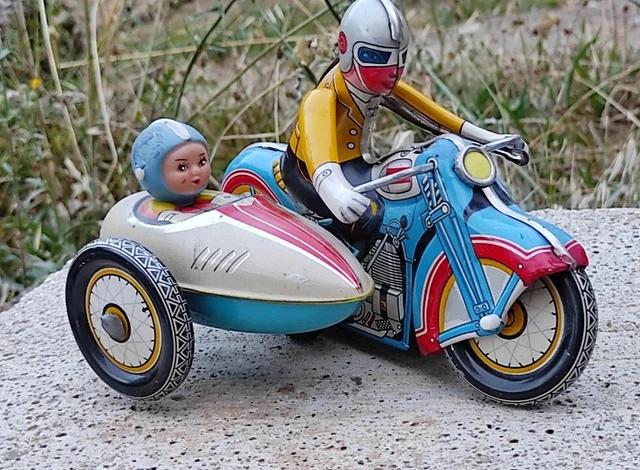 Moritz Tôle décorative moto avec side-car rouge et blanc - Modèle de voiture rétro - Objet de collection - Vintage - Nostalgie - Style antique