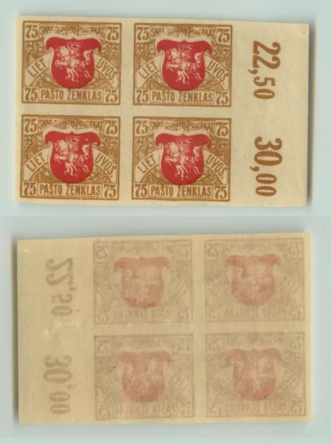 Lithuania 1919 SC 57 MNH imperf wmk 145 block of 4 . e7008