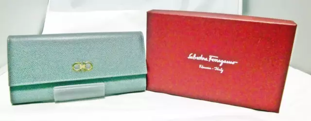 Salvatore Ferragamo Leather Double Gancini Continental Wallet boxted