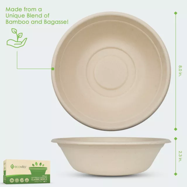 100% Compostable Paper Bowls [32 oz.] – 150 Disposable Bowls Eco Tree Free 2