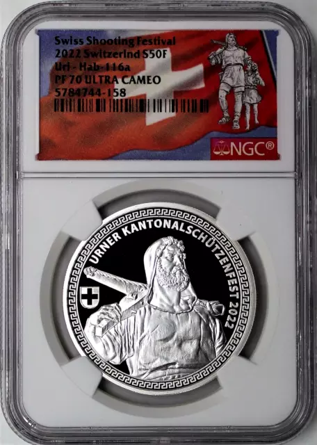 2022 Switzerland Swiss Shooting Festival Silver 50F Uri-Hab-116a NGC PF70 UCAM