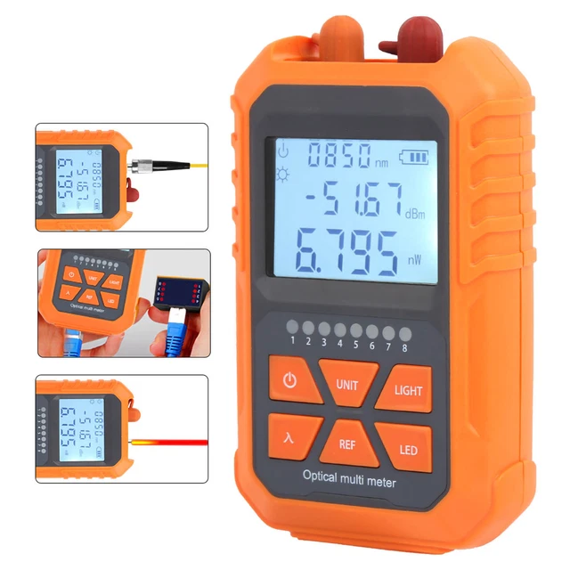 Optical Power Meter Mini Fiber Light Attenuation Tester Wavelength Memory SMO