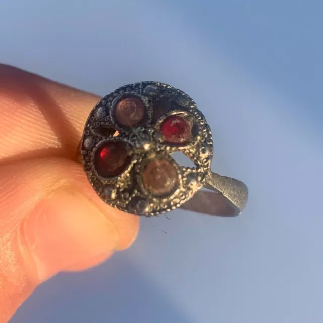 Authentic Ancient Medieval Vintage bronze Ring Antique Amazing Artifact Stone