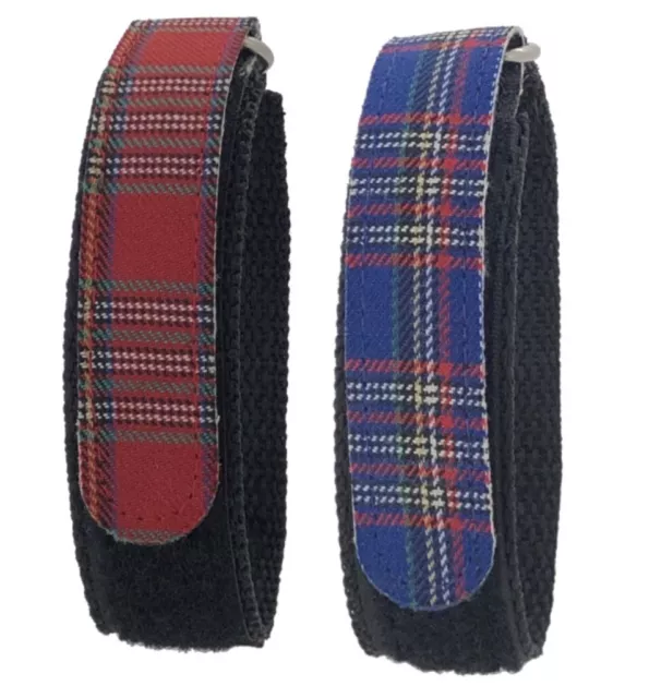 Children's Tartan 14mm Wrap Around Hook & Loop Sports Nylon Canvas Watch Strap