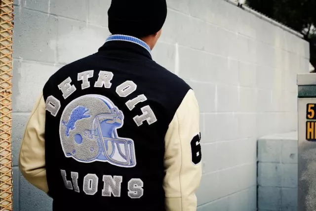 Beverly Hills Cop Axel Foley Detroit Lions Vintage Wool - Leather Sleeves Jacket