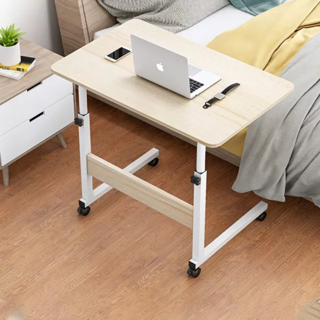 Overbed Height Adjustable Hospital Laptop Side Table Over Bed Desk With Wheels 2