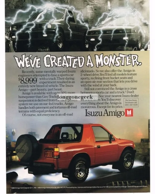 1989 Isuzu Amigo Red Sport Truck Vintage Ad