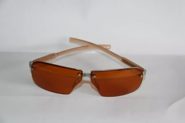 Farb Brille Sonnenbrille  Gläser Orange Rahmen Hinten Silberfarben Aus Metall