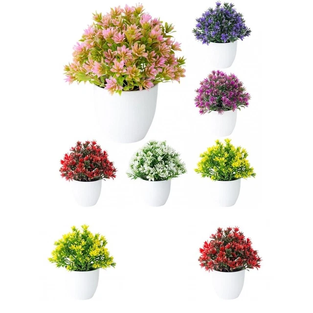 Decoraciones florales artificiales duraderas con flores falsas bonsái