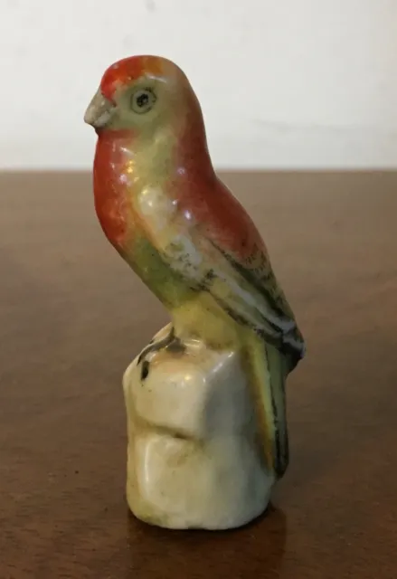 Small Antique 19th century German Porcelain Parrot Bird Figure