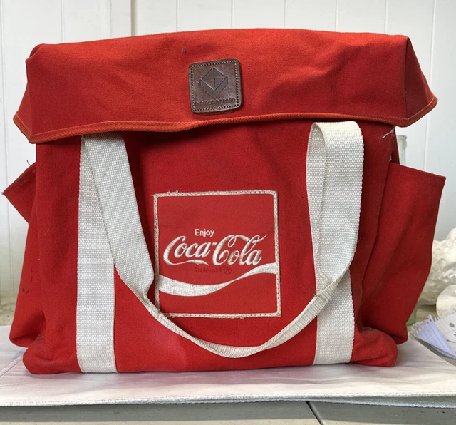 Vintage Coca Cola Coke Canvas Picnic Tote Water Resistant Diamond Brand Huge