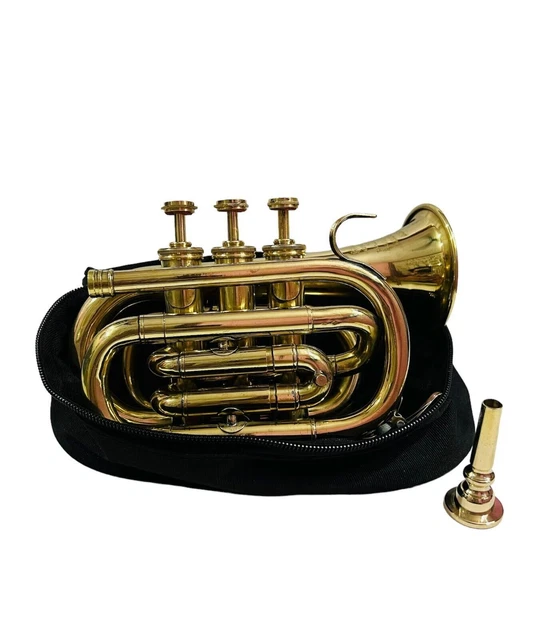 Nautical Brass Shinny Professional Trumpet Horn 3 Vale+ Mouthpiece With Case 2