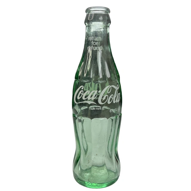 Vintage Coca Cola Coke Bottle 6 1/2 FL OZ Memphis Green Glass White Writing