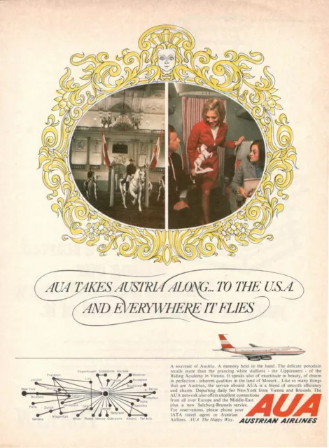 Aua Austrian Airlines Company Aerial Aua Takes Austria 1969 Advertising'