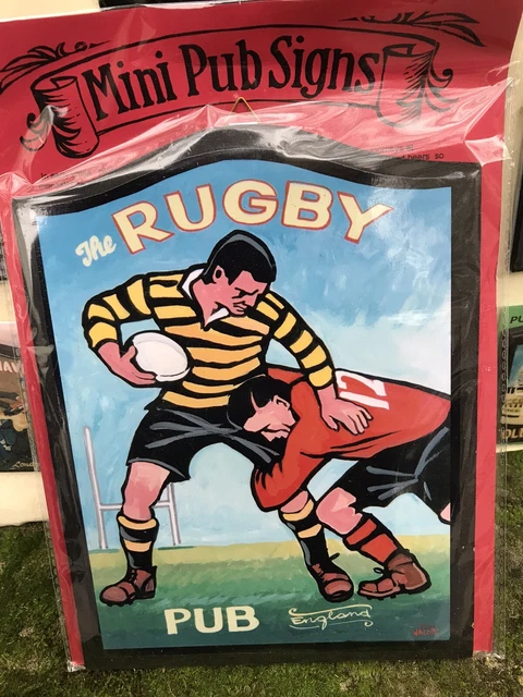 MINI PUB SIGN 10inch 25cm THE RUGBY sport Scrum  Bar Gift Christmas Gift Inn Fun