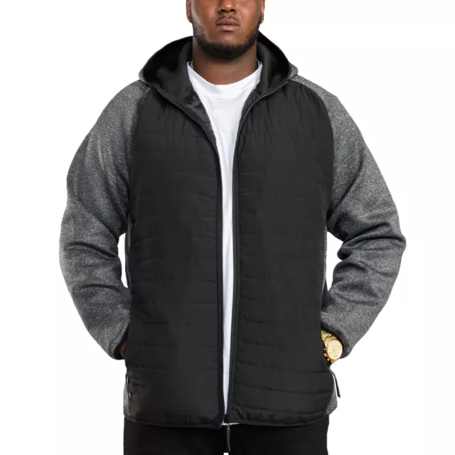 Duke D555 Mens Highampton Big Tall Kingsize Hooded Quilted Jacket - Black/Grey