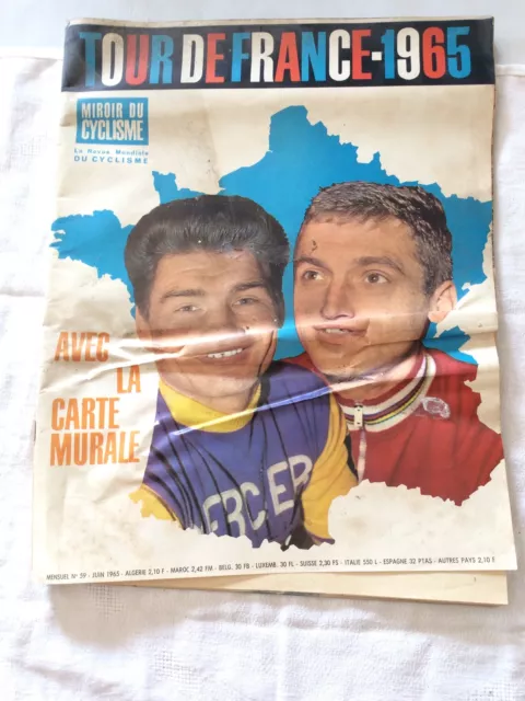 Miroir du Cyclisme Mensuel no59 Tour de France 1965 avec la carte Murale
